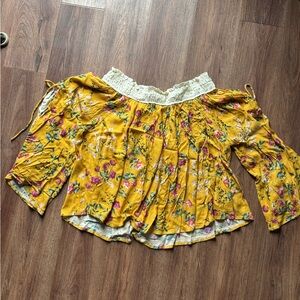 Umgee Yellow Off-the-Shoulder Ruffled Blouse